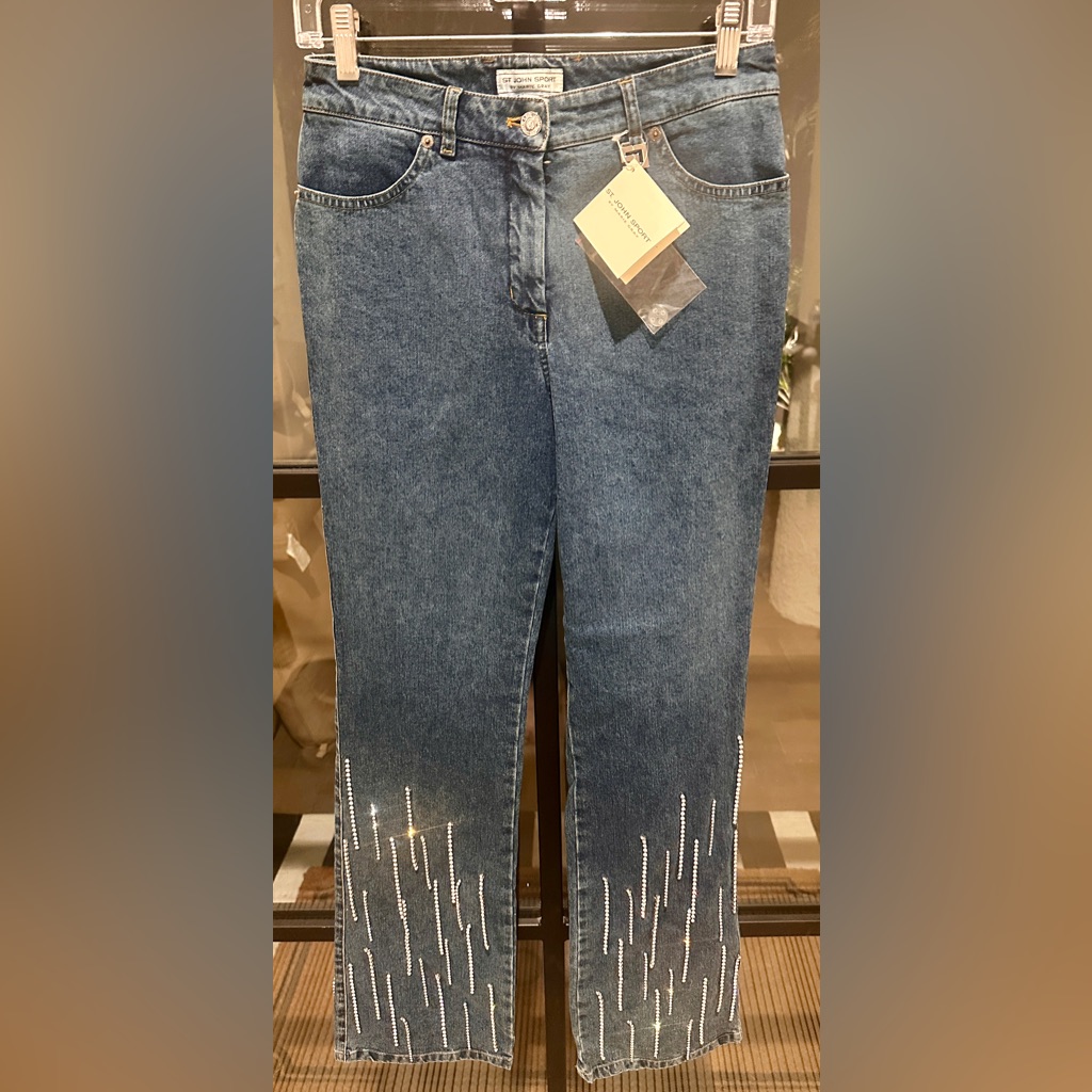 Sparkle Rhinestone St. John Knit By Marie Gray Size 2 Denim Jean